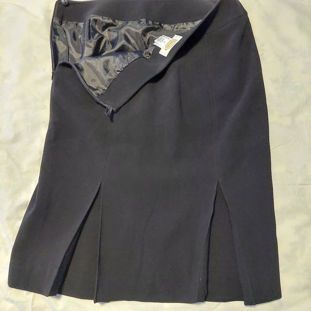 Talbots Size 8P Black Pencil Skirt With 2 Back Splits Career Offfice